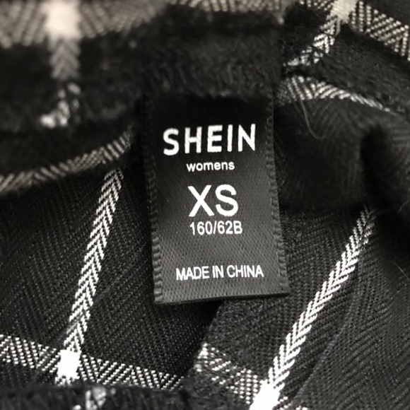 SHEIN Checkered Square Black White Dress Pants XS Business Casual Office Pockets - Picture 10 of 11